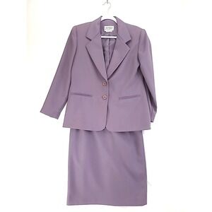 Grey Purple Haberdashery Petites Skirt Suit With a Two Button Blazer Sz 4P